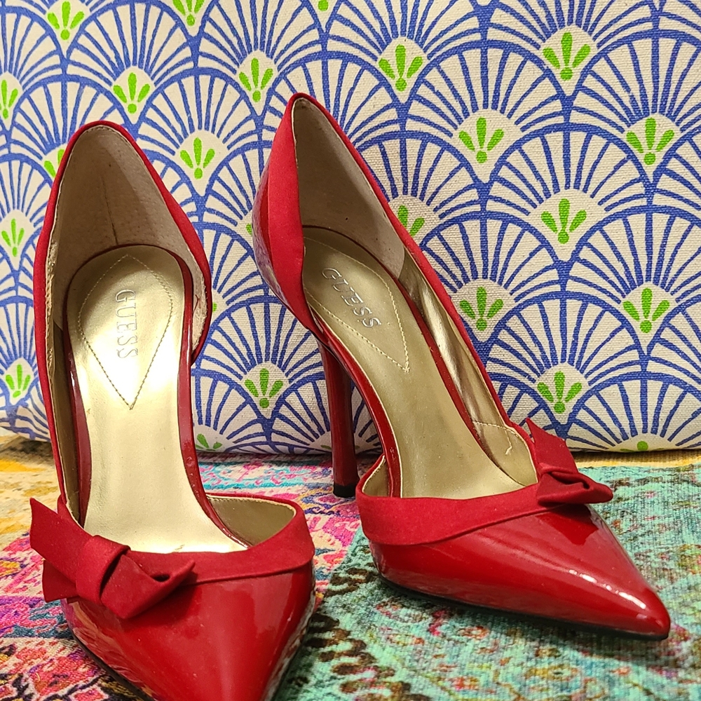 GUESS Red Women's Heels with Bow Detail